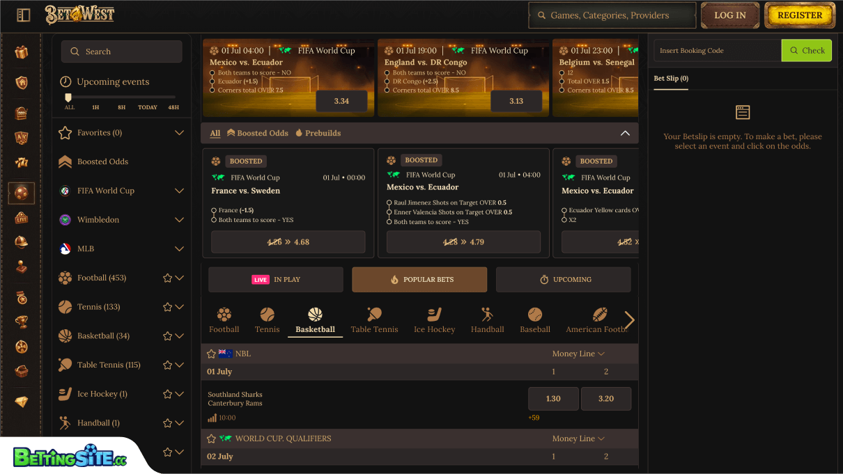 BetWest basketball betting