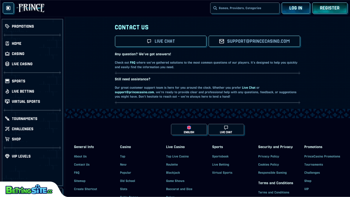 PrinceCasino customer support