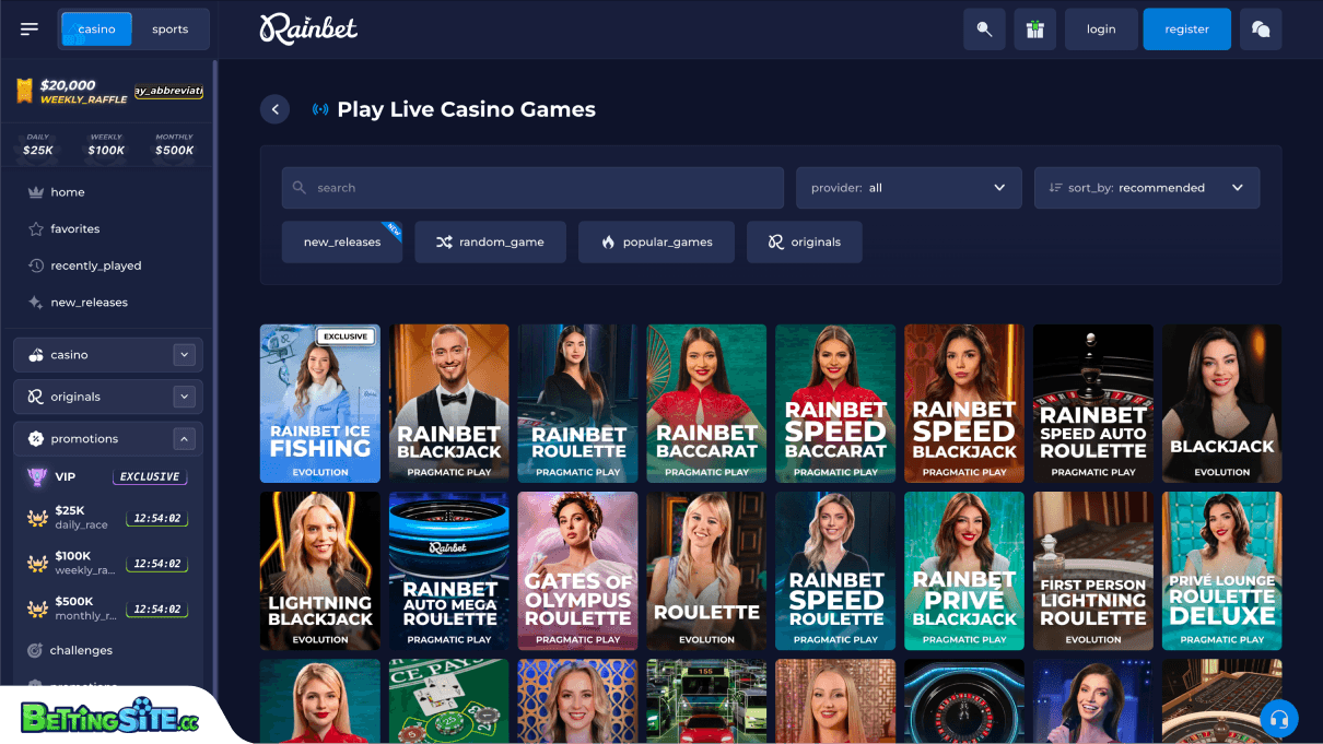 Rainbet live casino