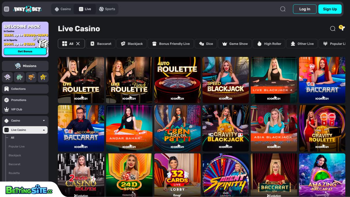 Inky Bet live casino