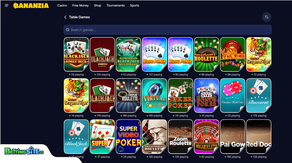 Bananzia live casino