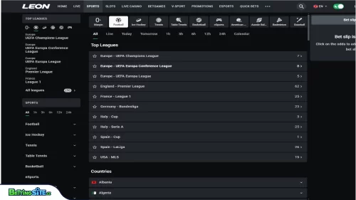 Leon Bet betting section